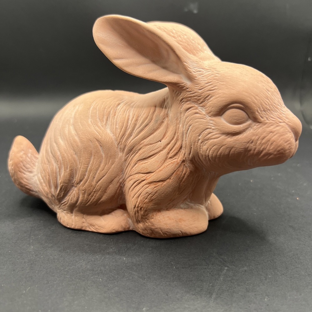 Unpainted Pink Ceramic Bisque Bunny Rabbit Craft Blank Matte Finish Porous 7x4.5